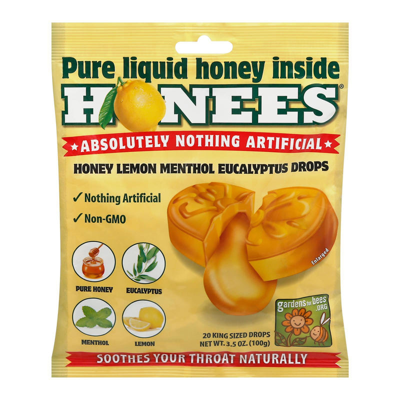 Honees Cough Drops - Honey Lemon - Lemon Menthol - 20 Cough Drops - Orca Market