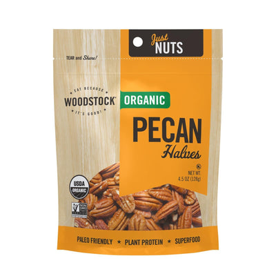 Woodstock Organic Pecan Halves - Case Of 8 - 4.5 Oz - Orca Market