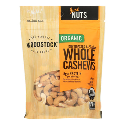 Woodstock Organic Whole Cashews, Dry Roasted And Salted - Case Of 8 - 7 Oz - Orca Market