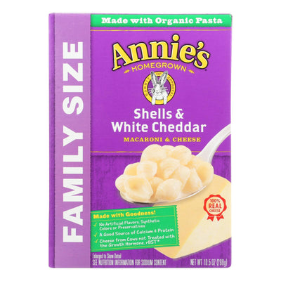 Annie's Homegrown Family Size Shells And White Cheddar Mac And Cheese - Case Of 6 - 10.5 Oz. - Orca Market