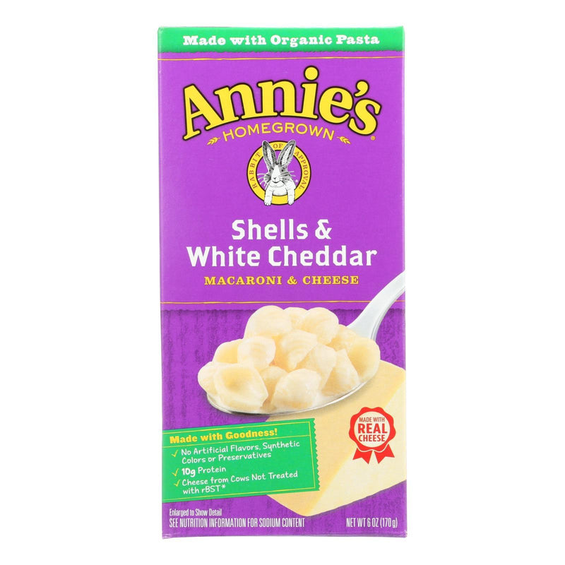 Annies Homegrown Macaroni And Cheese - Shells And White Cheddar - 6 Oz - Case Of 12 - Orca Market