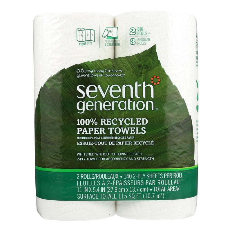 Seventh Generation Recycled Paper Towels - White - Case Of 12 - 140 Sheets - Orca Market