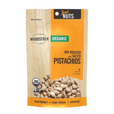 Woodstock Organic Pistachios, Dry Roasted And Salted - Case Of 8 - 7 Oz - Orca Market