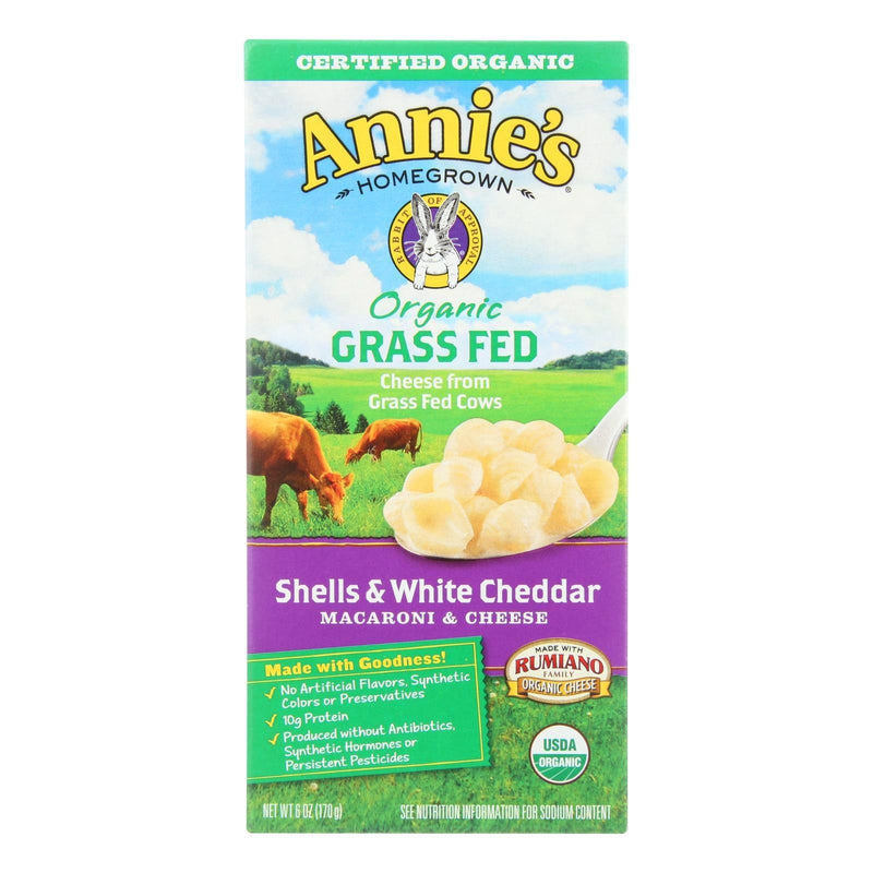 Annies Homegrown Macaroni And Cheese - Organic - Grass Fed - Shells And White Cheddar - 6 Oz - Case Of 12 - Orca Market