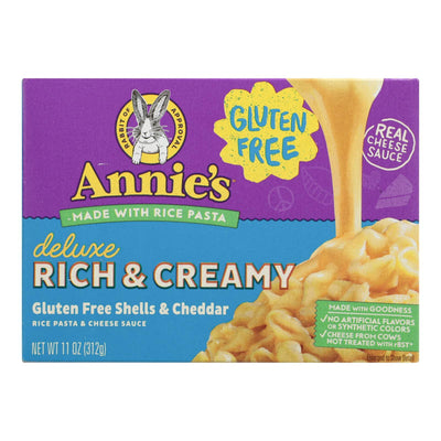 Annies Homegrown Rice Pasta Dinner - Creamy Deluxe - Rice Pasta And Extra Cheesy Cheddar Sauce - Gluten Free - 11 Oz - Case Of 12 - Orca Market