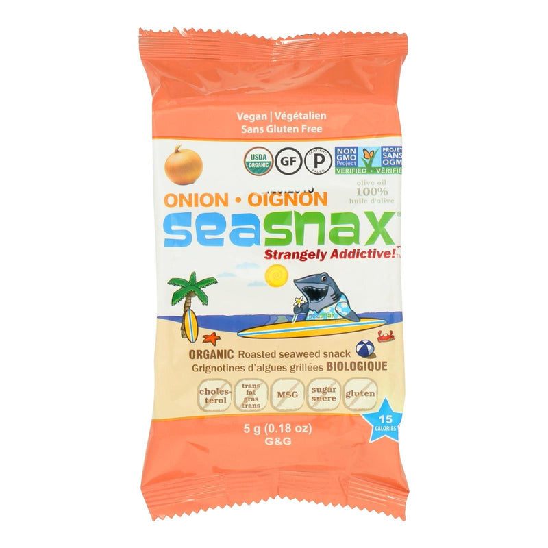 Seasnax Organic Premium Roasted Seaweed Snack - Toasty Onion - Case Of 24 - 0.18 Oz. - Orca Market