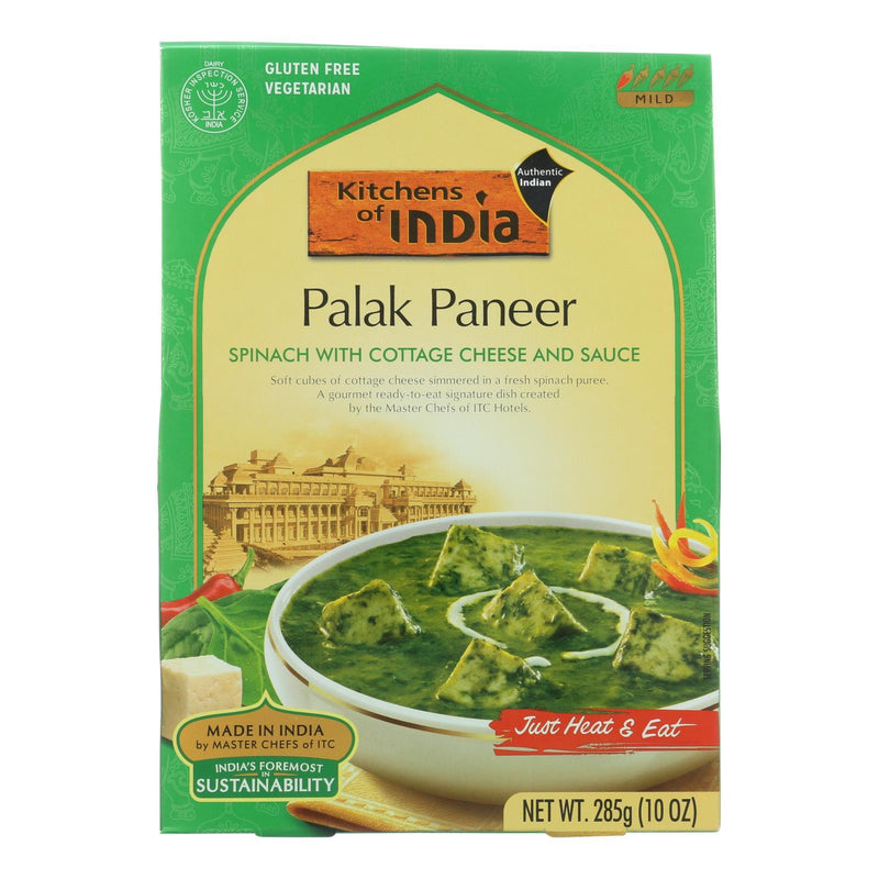 Kitchen Of India Dinner - Spinach With Cottage Cheese And Sauce - Palak Paneer - 10 Oz - Case Of 6 - Orca Market