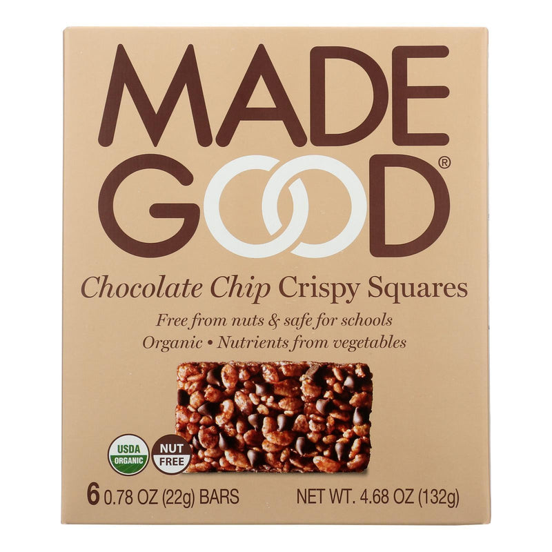 Made Good Crispy Squares - Chocolate Chip - Case Of 6 - 4.68 Oz. - Orca Market