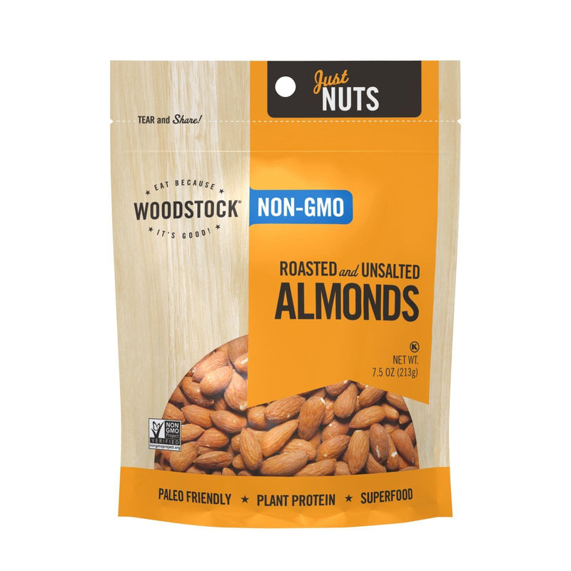 Woodstock Non-gmo Almonds, Roasted And Unsalted - Case Of 8 - 7.5 Oz - Orca Market