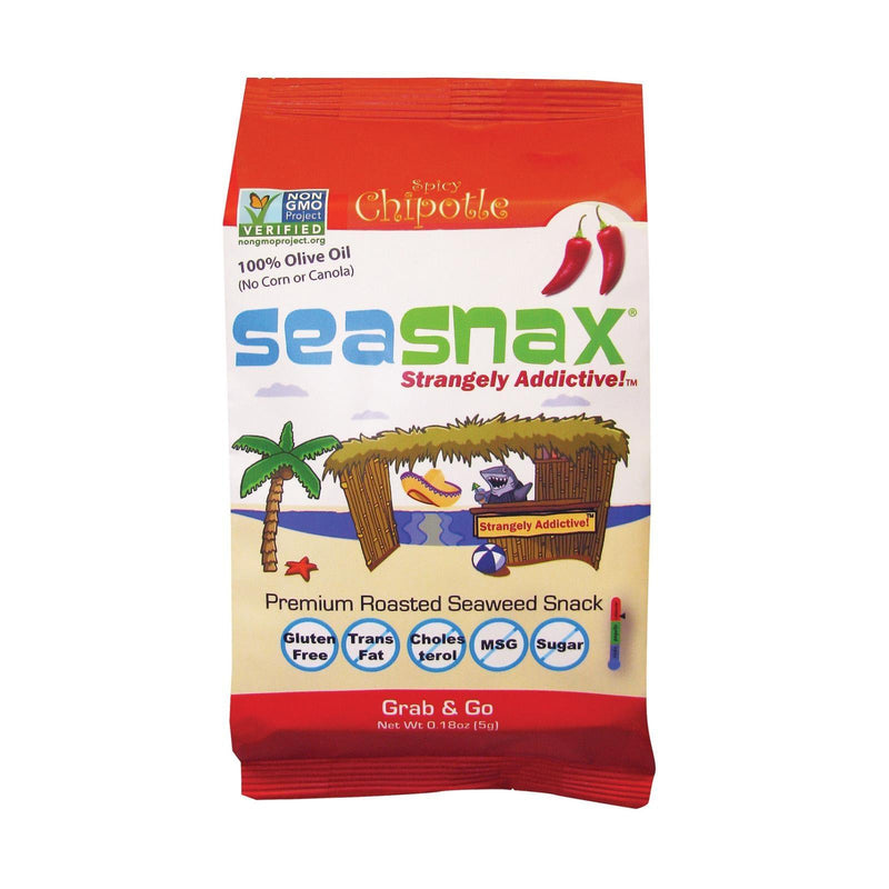 Seasnax Organic Premium Roasted Seaweed Snack - Chipotle - Case Of 24 - 0.18 Oz. - Orca Market