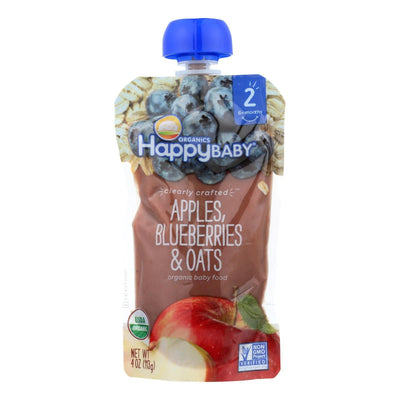 Happy Baby Happy Baby Clearly Crafted - Apple Blueberries And Oats - Case Of 16 - 4 Oz. - Orca Market