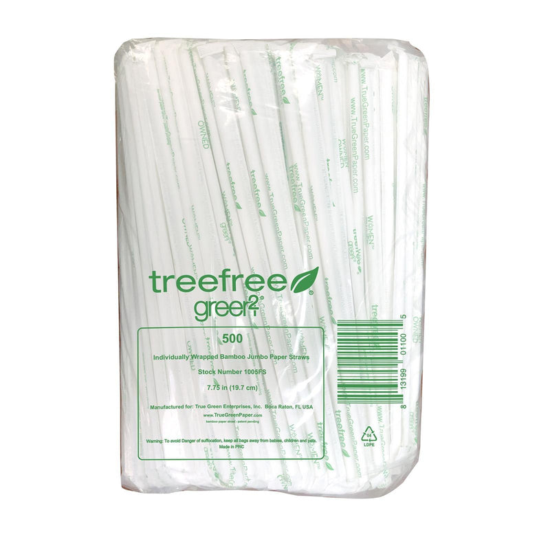 Green 2 - Straws Bamboo Paper Jmbo - Case Of 12 - 500 Ct - Orca Market