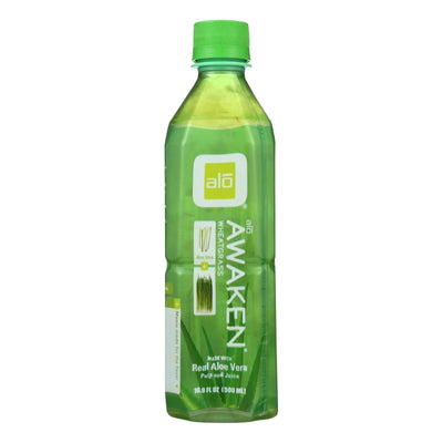 Alo Original Awaken Aloe Vera Juice Drink - Wheatgrass - Case Of 12 - 16.9 Fl Oz. - Orca Market