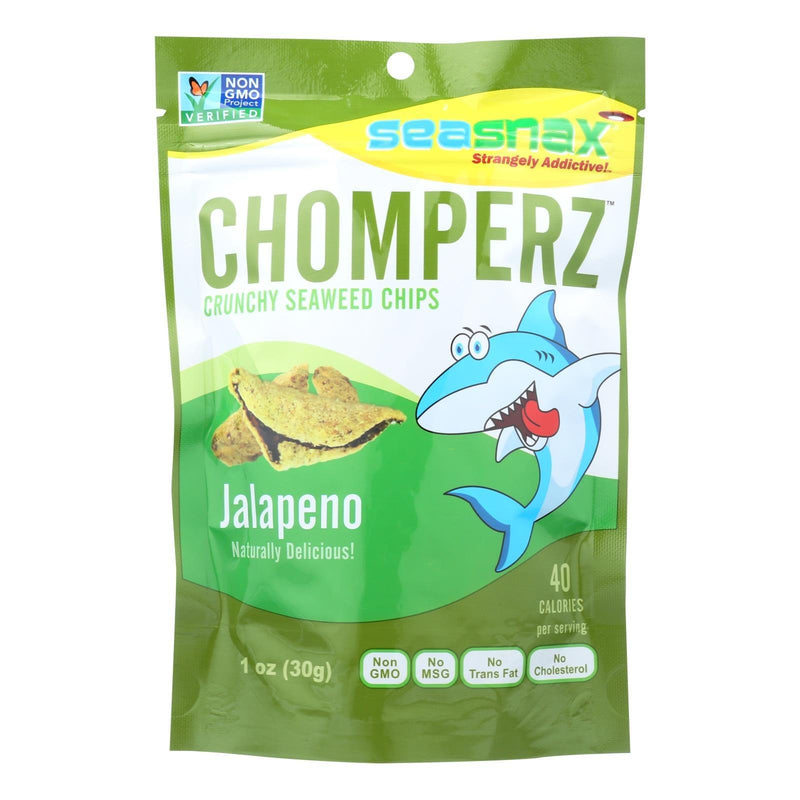 Seasnax Chomperz Crunchy Seaweed Chips - Jalapeno - Case Of 8 - 1 Oz. - Orca Market