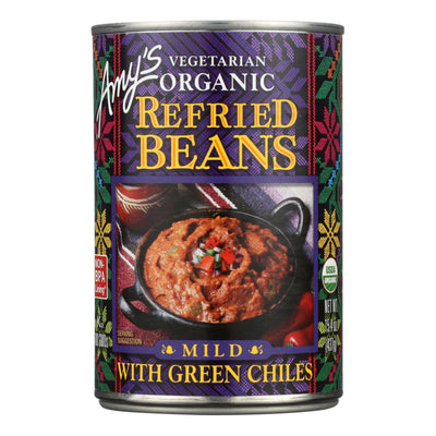 Amy's - Organic Refried Beans With Green Chiles - Case Of 12 - 15.4 Oz. - Orca Market