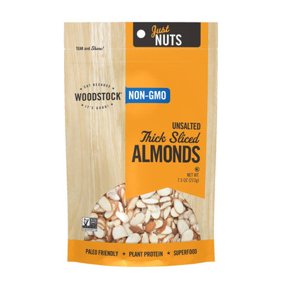 Woodstock Non-gmo Thick Sliced Almonds, Unsalted - Case Of 8 - 7.5 Oz - Orca Market