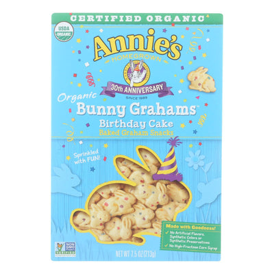 Annie's Organic Birthday Cake Bunny Grahams - Case Of 12 - 7.5 Oz - Orca Market