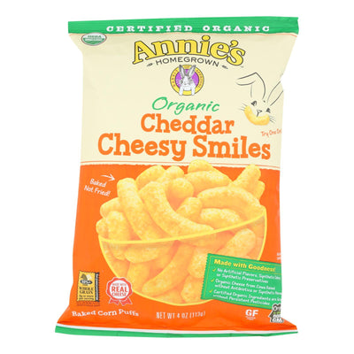 Annie's Homegrown Cheese Puffs Cheddar - Case Of 12 - 4 Oz - Orca Market