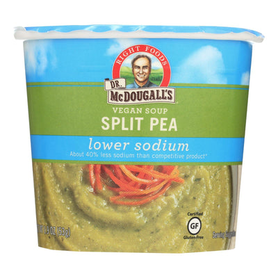 Dr. Mcdougall's Vegan Split Pea Lower Sodium Soup Cup - Case Of 6 - 1.9 Oz. - Orca Market