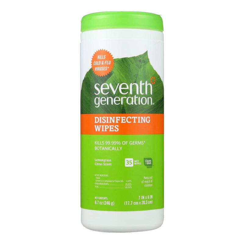 Seventh Generation Disinfecting Wipes - Multi Surface Lemongrass Citrus - 35 Ct - Case Of 12 - Orca Market