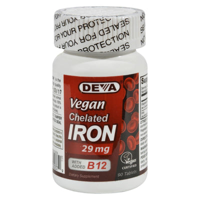 Deva Vegan Vitamins - Chelated Iron - 29 Mg - 90 Tablets - Orca Market