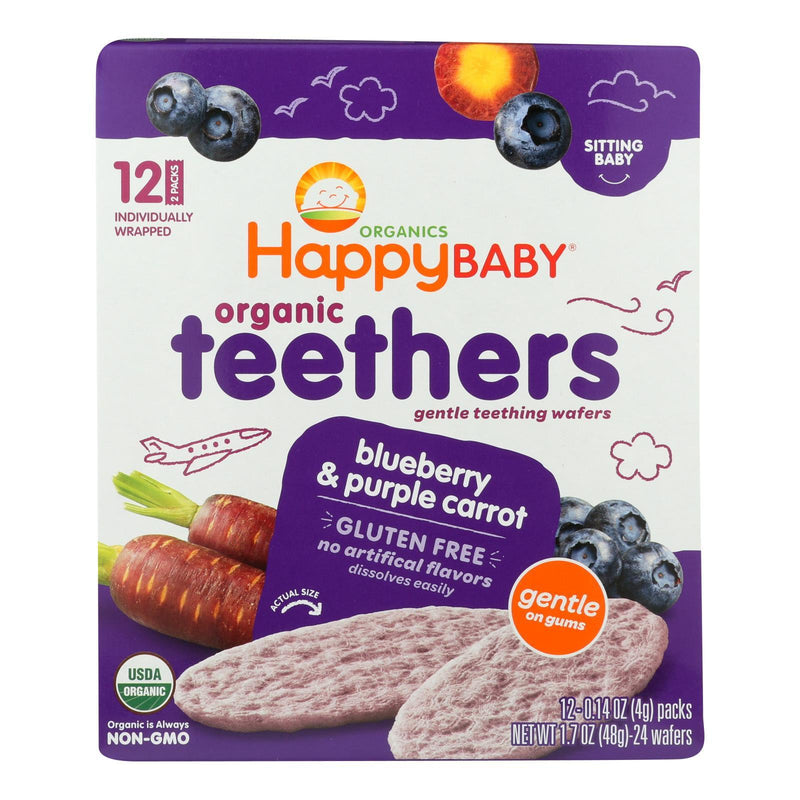 Happy Baby Teethers - Organic - Gentle - Blueberry And Purple Carrot - 1.7 Oz - Case Of 6 - Orca Market