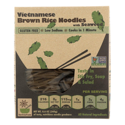 Star Anise Foods Noodles - Brown Rice - Vietnamese - With Seaweed - 8.6 Oz - Case Of 6 - Orca Market