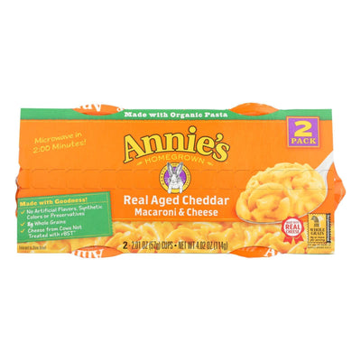 Annie's Homegrown Real Aged Cheddar Macaroni And Cheese Microcaps - Case Of 6 - 4.02 Oz. - Orca Market