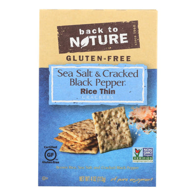 Back To Nature Crackers - Sea Salt And Cracked Black Pepper Rice - Case Of 12 - 4 Oz. - Orca Market