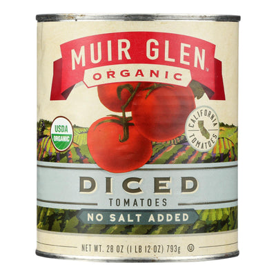 Muir Glen Organic Tomatoes - Diced - No Salt - Case Of 12 - 28 Oz - Orca Market