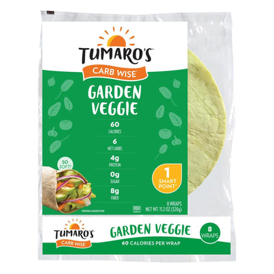 Tumaro's 8-inch Garden Veggie Carb Wise Wraps - Case Of 6 - 8 Ct - Orca Market