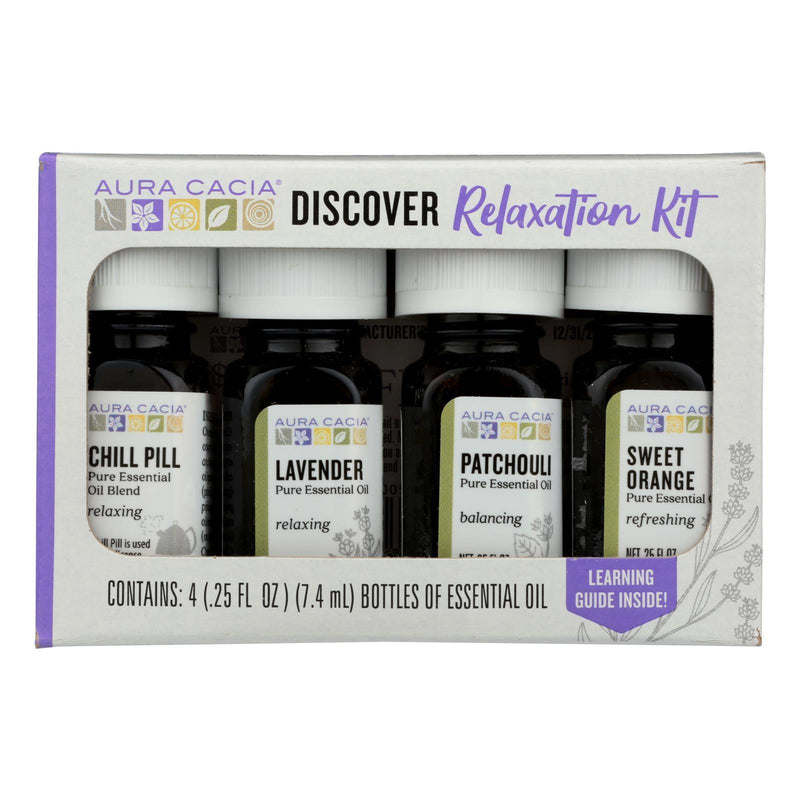 Aura Cacia - Discover Relaxation Essential Oil Kit - Each Of - 4/0.25 Fl Oz. - Orca Market