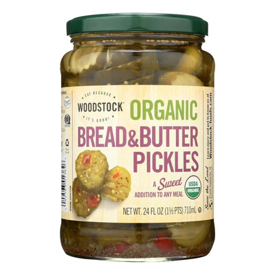 Woodstock Organic Bread And Butter Pickles - Case Of 6 - 24 Oz - Orca Market