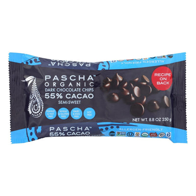 Pascha Chocolate Chips - Semi - Sweet Dark - Case Of 6 - 8.8 Oz. - Orca Market