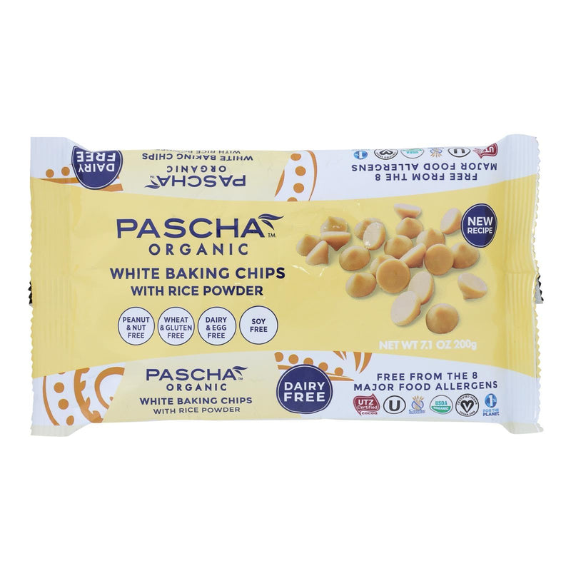 Pascha Organic Rice Milk Chocolate Baking Chips - White Chocolate - Case Of 8 - 7 Oz - Orca Market