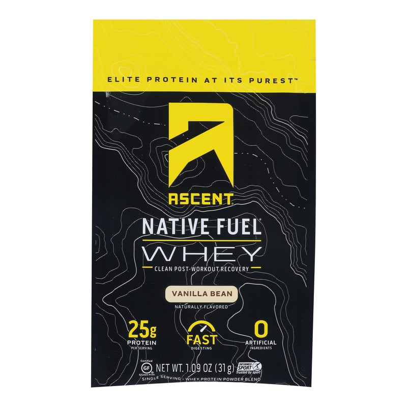 Ascent Native Fuel Whey Protein Powder Blend Vanilla Bean - Case Of 15 - 1.09 Oz - Orca Market