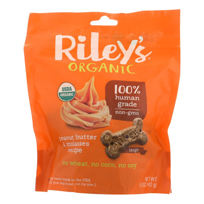 Riley's Organics Organic Dog Treats, Peanut Butter & Molasses Recipe, Large - Case Of 6 - 5 Oz - Orca Market