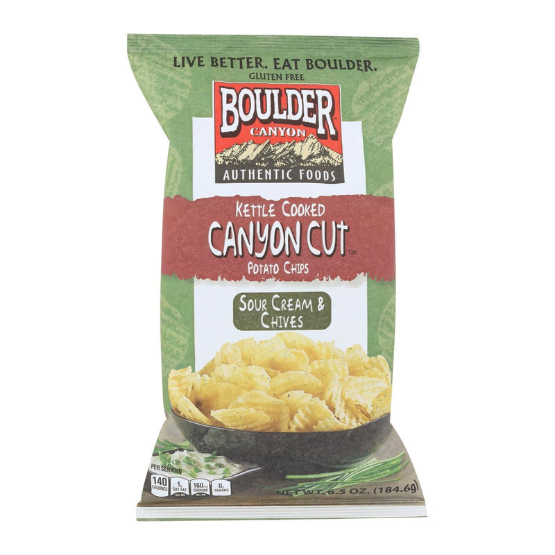 Boulder Canyon - Kettle Cooked Canyon Cut Potato Chips -sour Cream & Chives - Case Of 12 - 6.5 Oz - Orca Market