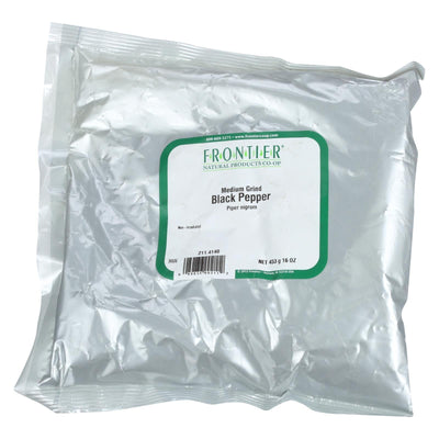 Frontier Herb Pepper Black Medium Grind Dustless 30 Mesh - Single Bulk Item - 1lb - Orca Market