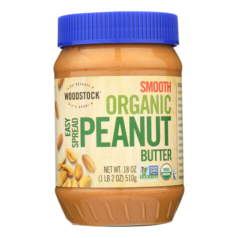 Woodstock Organic Easy Spread Peanut Butter - Smooth - Case Of 12 - 18 Oz. - Orca Market