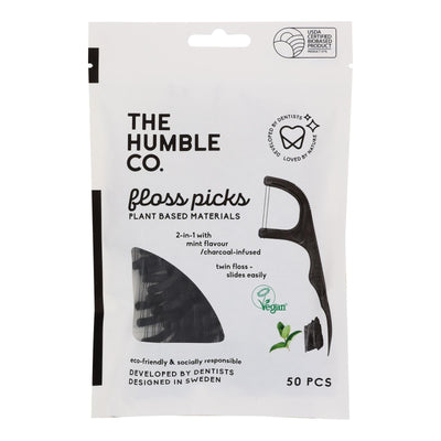 Humble Co - Floss Picks Charcoal Mint - Case Of 4-50 Count - Orca Market