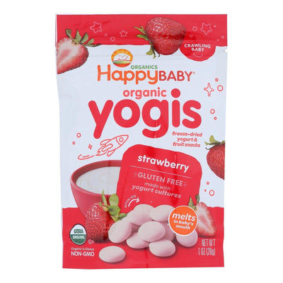 Happy Baby Happy Yogis Organic Superfoods Yogurt And Fruit Snacks Strawberry - 1 Oz - Case Of 8 - Orca Market