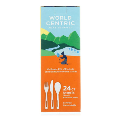 World Centric Assorted Corn Starch Flatware - Case Of 12 - 24 Count - Orca Market