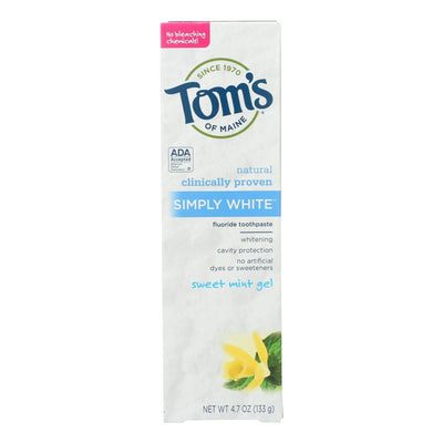 Tom's Of Maine Toothpaste - Simply White - Gel - Sweet Mint - 4.7 Oz - Case Of 6 - Orca Market