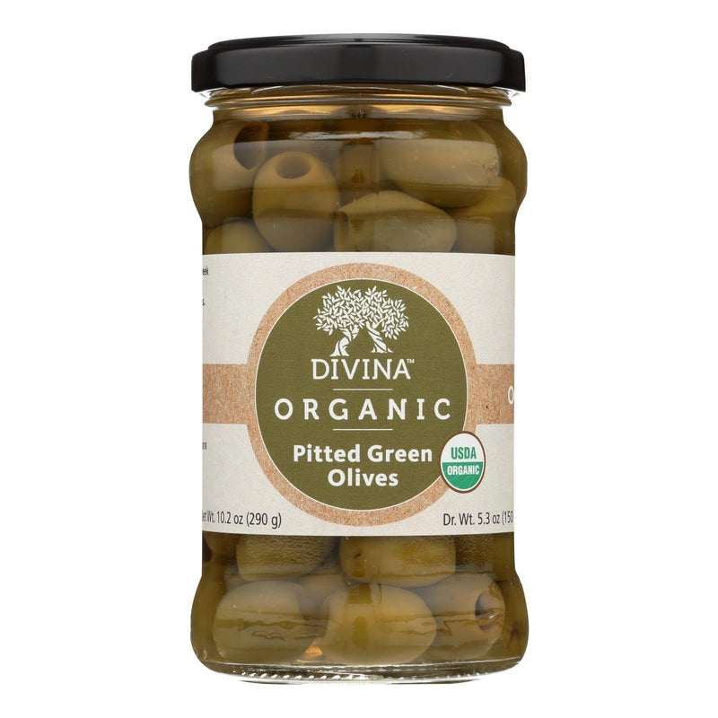 Divina - Organic Pitted Green Olives - Case Of 6 - 6 Oz. - Orca Market