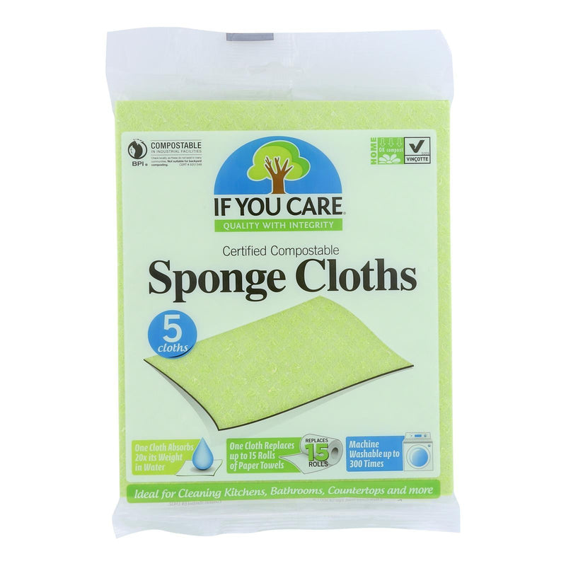 If You Care Sponge Cloths - 100 Percent Natural - 5 Count - Case Of 12 - Orca Market