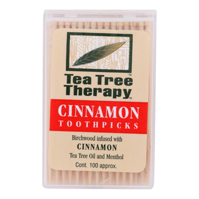 Tea Tree Therapy Toothpicks Cinnamon - 100 Toothpicks - Case Of 12 - Orca Market