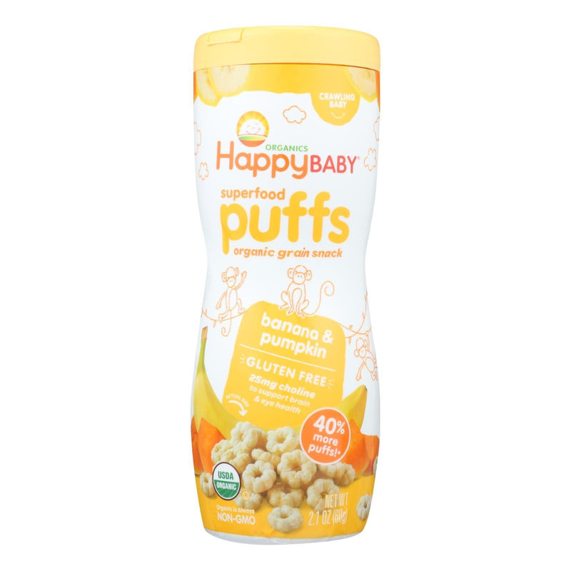 Happy Baby Organic Puffs Banana - 2.1 Oz - Case Of 6 - Orca Market