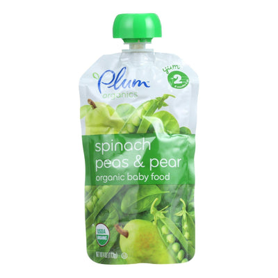 Plum Organics Baby Food - Organic - Spinach Peas And Pear - Stage 2 - 6 Months And Up - 3.5 .oz - Case Of 6 - Orca Market