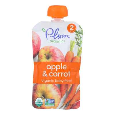 Plum Organics Baby Food - Organic -apple And Carrot - Stage 2 - 6 Months And Up - 3.5 .oz - Case Of 6 - Orca Market